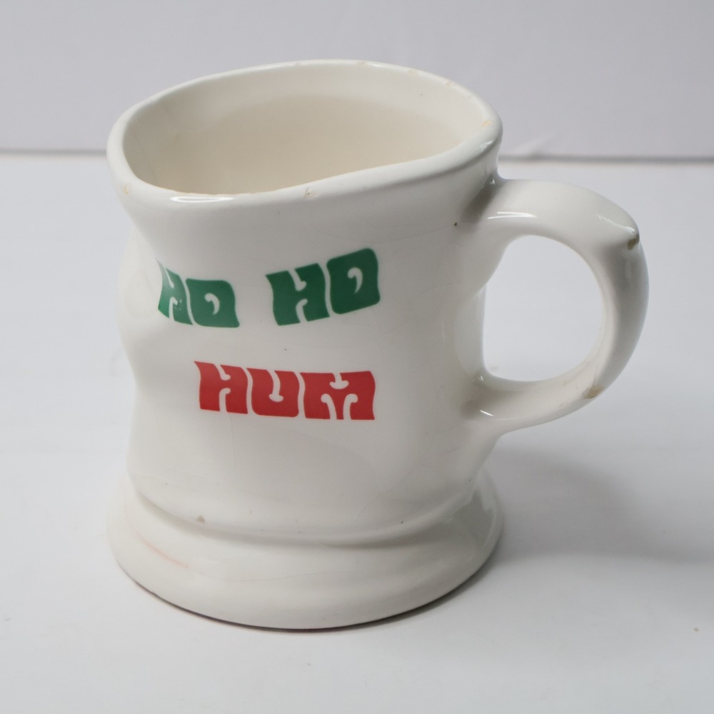 Vintage 1983 Enesco Ho Ho Hum Crumpled Ceramic Christmas‎ Mug Rare Quirky SEE